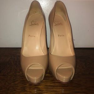 Christian Louboutin Patent Leather Nude Pumps